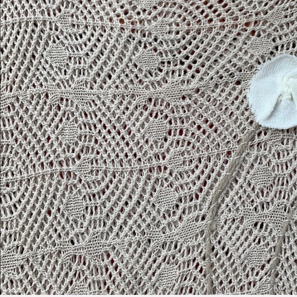 Boutique Brown Sweater with White Flower Lapel, Boho Angel Sleeve Sweater - Picture 6 of 8